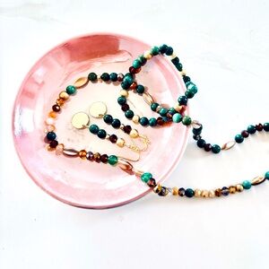 Beaded necklace, bracelet, earings